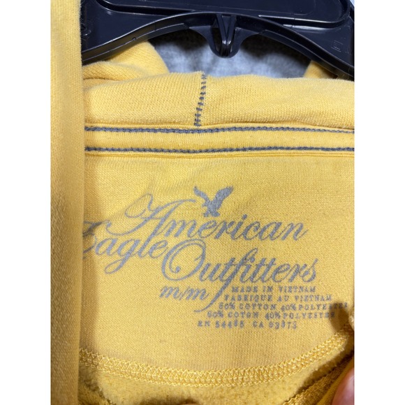Vtg American Eagle Outfitters Womens M Mustard Hoodie Pullover‎ NY Cozy Fall - Picture 4 of 5